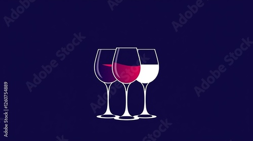 A glass of red wine is next to two glasses of wine.