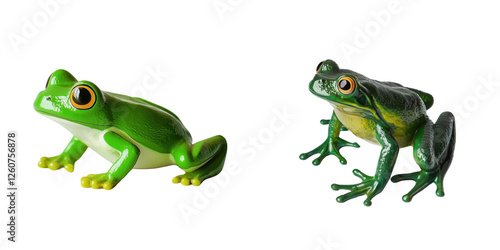Rubber frog toy in green on a transparent background