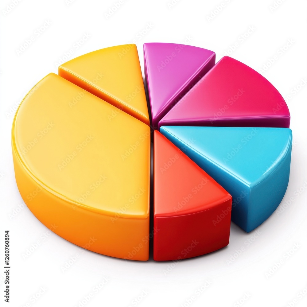 Obraz premium Colorful pie chart on a white background.