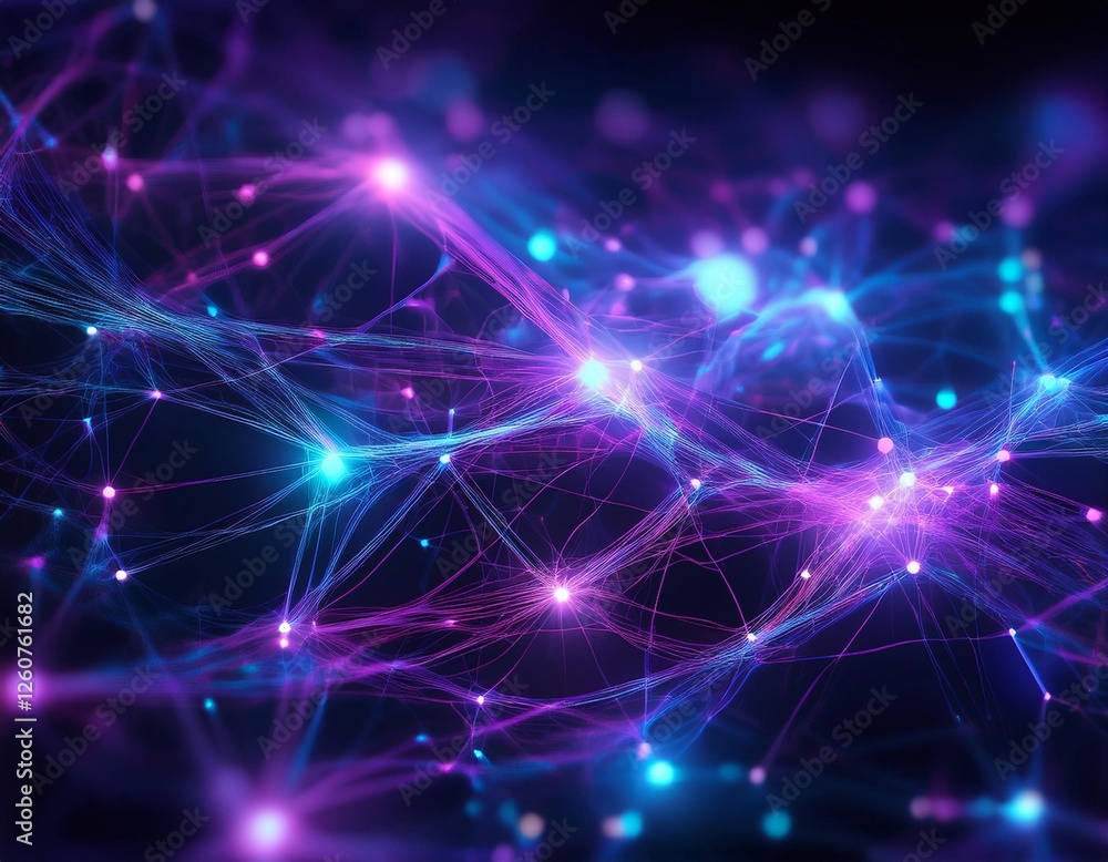 Fototapeta premium Dynamic Neural Network Flow with Interconnected Nodes