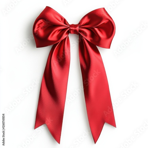 Red satin bow tied elegantly for decoration.