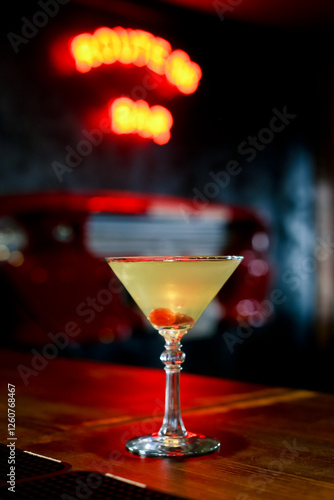 Wallpaper Mural cocktail in a bar on a dark background with a red light Torontodigital.ca