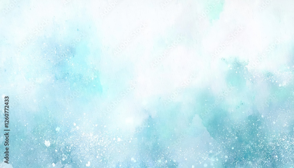 soft aqua watercolor background with snow like white splatter for winter designs, serene and abstract aesthetic
soft aqua watercolor background with snow like white splatter for winter designs, serene and abstract aesthetic