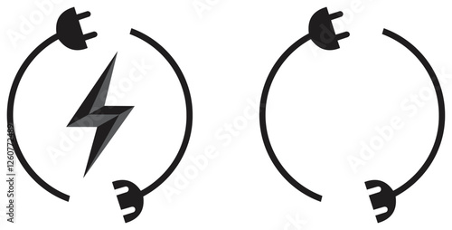 Electric Power Connection and Disconnection Illustration. Isolated On Transparent Background.