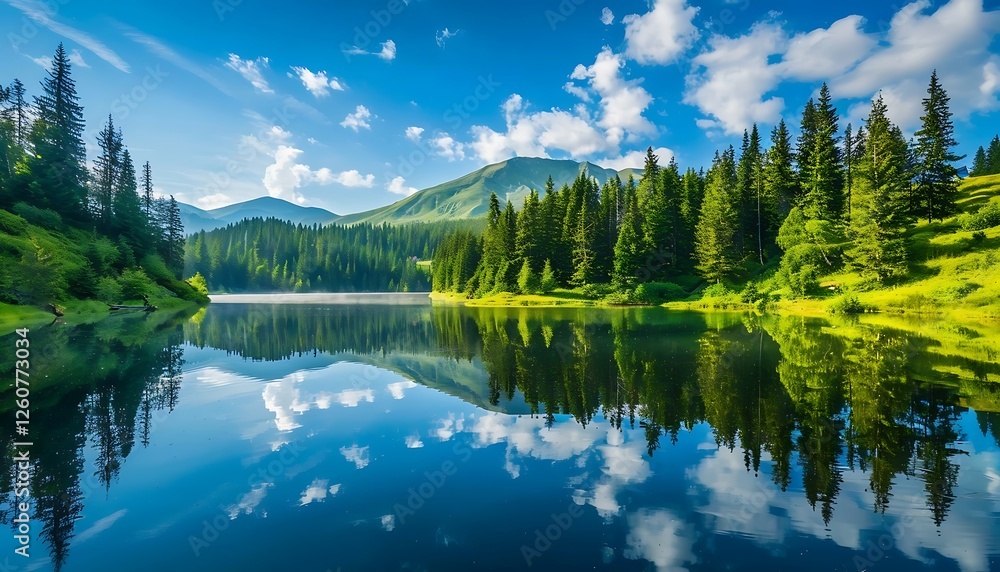 Fototapeta premium Mountain lake in the Carpathian mountains.