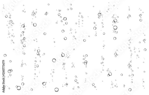 Oxygen air bubbles  flow  in water on white  background.