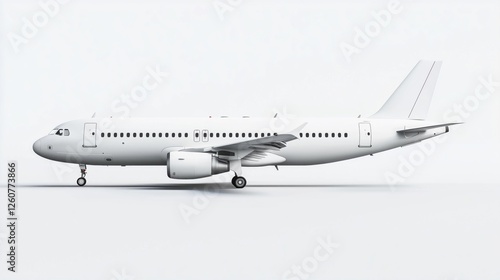 Pixelated White Airplane Side View