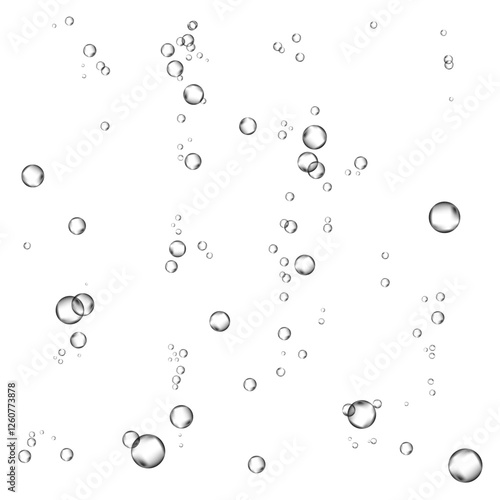 Oxygen air bubbles  flow  in water on white  background.