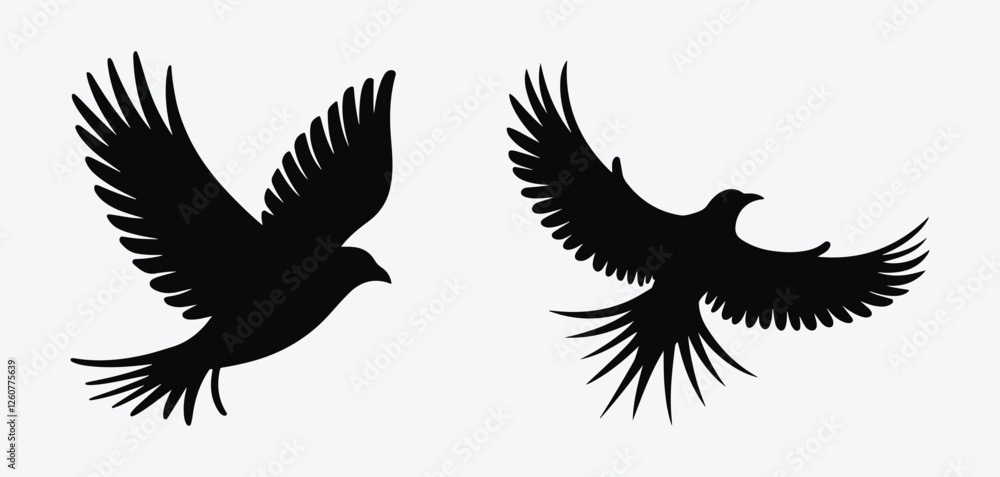 Obraz premium Flying Birds Silhouette Icon Set. Birds in Flight Silhouette Pack. Birds Flying Icon Collection.