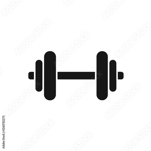 Simple dumbbell icon on transparent background, fitness concept