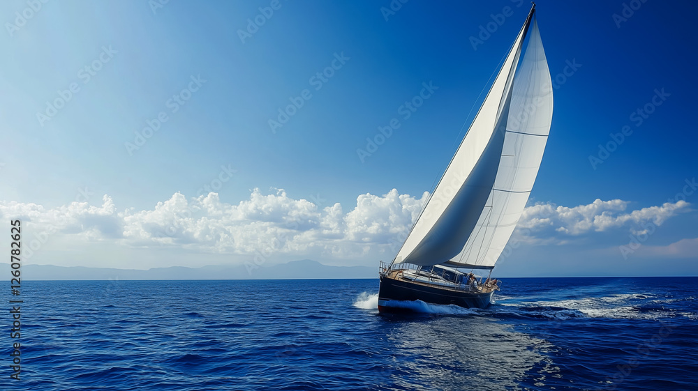 Obraz premium Beautiful sailing boat navigating through calm blue ocean waters
