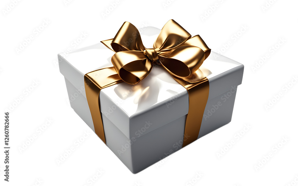 A wrapped gift box with a shiny bow, isolated on a empty plain background A wrapped gift box with a shiny bow, isolated on a empty plain background