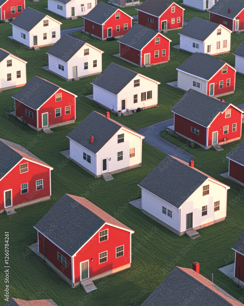 Peaceful suburban area aerial overview of residential neighborhood Peaceful suburban area aerial overview of residential neighborhood