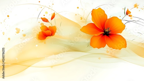 Orange Flowers Abstract Artistic Floral Design
