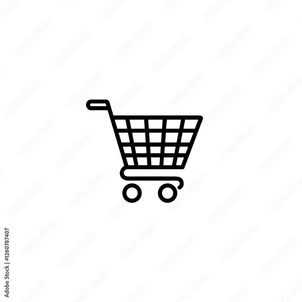 Shopping cart icon with grid design representing retail, minimalistic style Shopping cart icon with grid design representing retail, minimalistic style