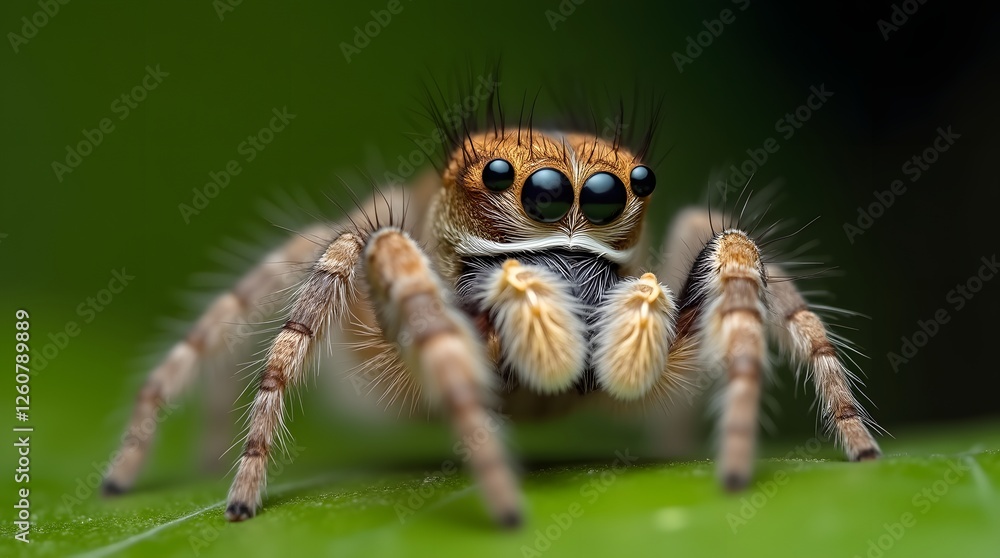Macro of Jumping Spider on Leaf. Macro of Jumping Spider on Leaf.