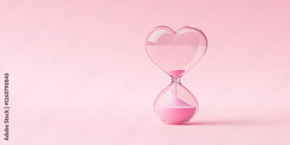 Fototapeta premium Pink Hourglass with Heart Shape