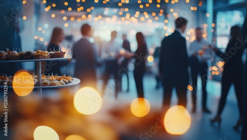 Blurred Corporate Event with Appetizers