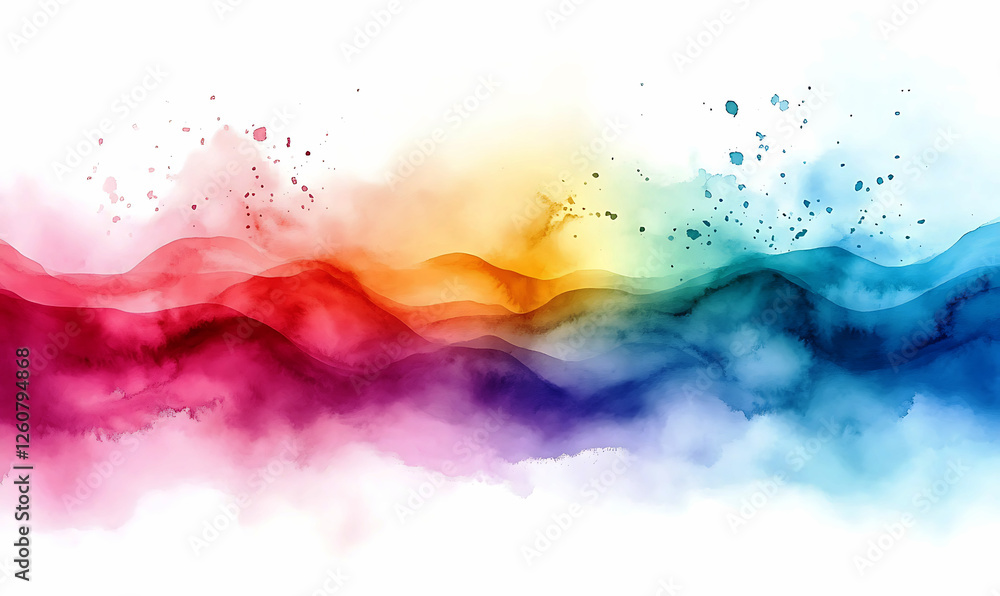 Obraz premium Abstract Watercolor Mountain Range with Rainbow Hues
