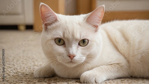 Wallpaper Mural Cream british shorthair cat laying on the floor indoor Torontodigital.ca