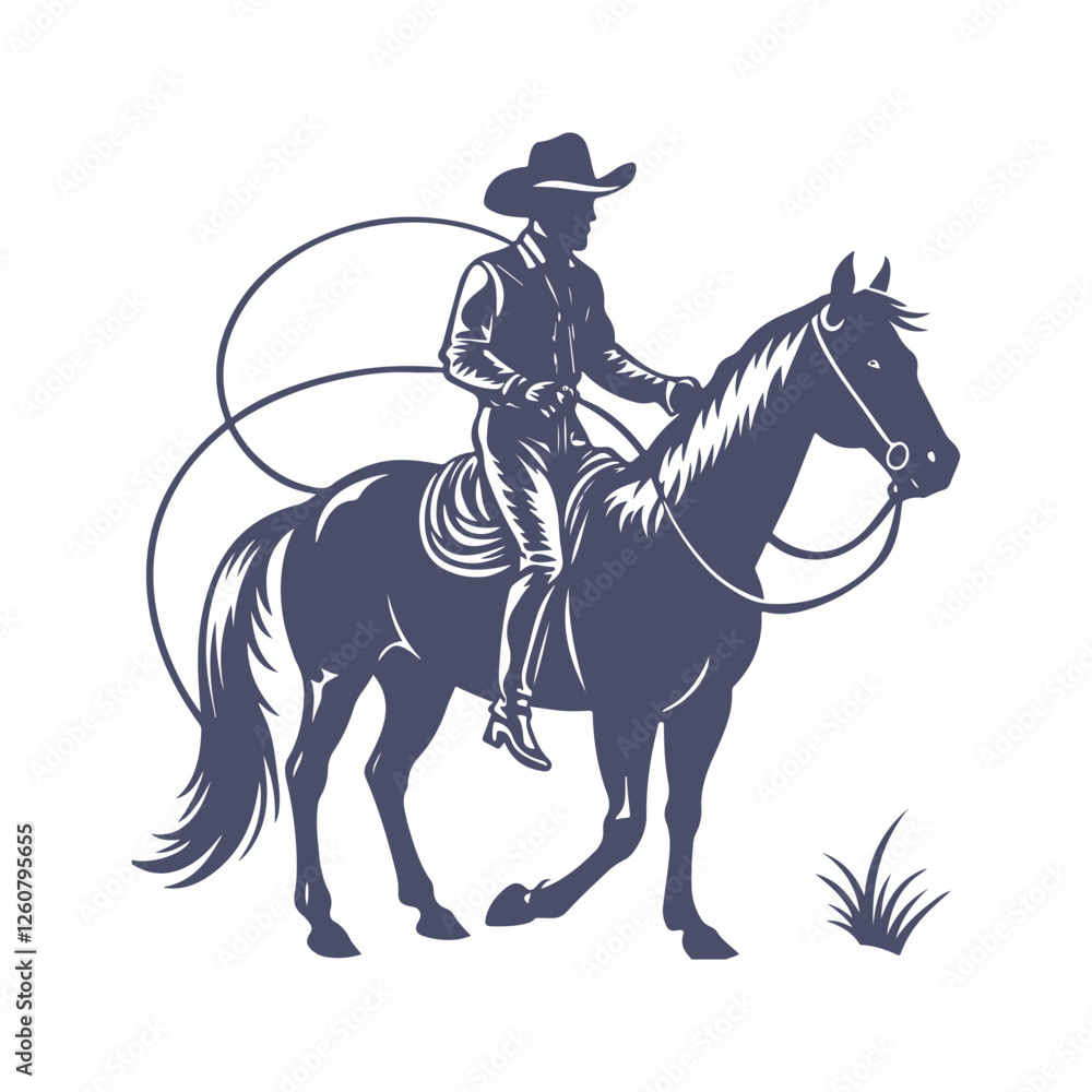 Fototapeta premium Cowboy Silhouettes Clip art Vector Illustration