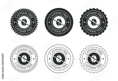 Caffeine free icon design illustration, No caffeine badge, sticker label design