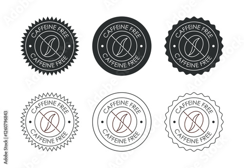 Caffeine free icon design illustration, No caffeine badge, sticker label design