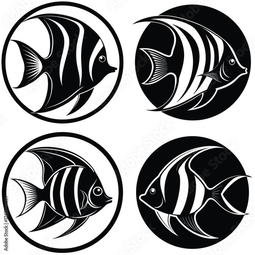 creative angelfish silhouette vector logo design Collection