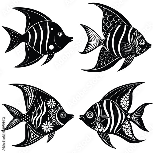 creative angelfish silhouette vector logo design Collection