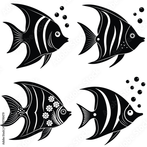 creative angelfish silhouette vector logo design Collection