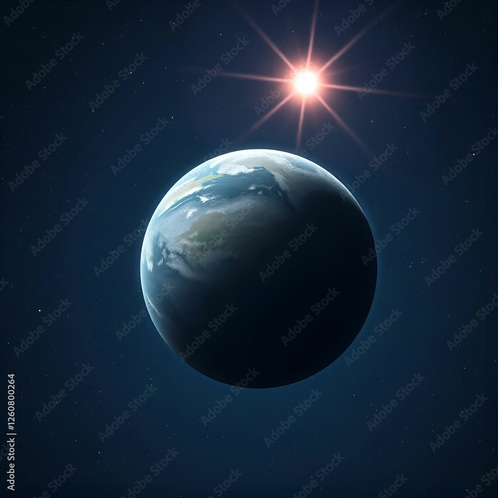 Obraz premium A planet with stars and a star in the sky