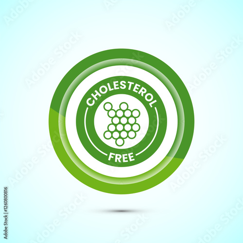 Cholesterol free icon, Cholesterol free logo badge, Suitable for product label, Green color button design