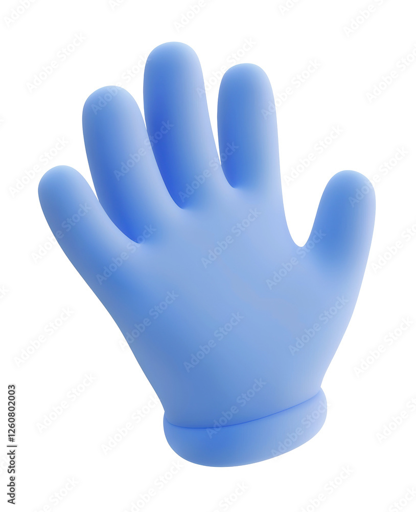 Blue cartoon glove in 3D illustration with smooth texture and rounded shape. Playful and modern design element. Perfect for digital graphics. Isolated on transparent background, png. Blue cartoon glove in 3D illustration with smooth texture and rounded shape. Playful and modern design element. Perfect for digital graphics. Isolated on transparent background, png.