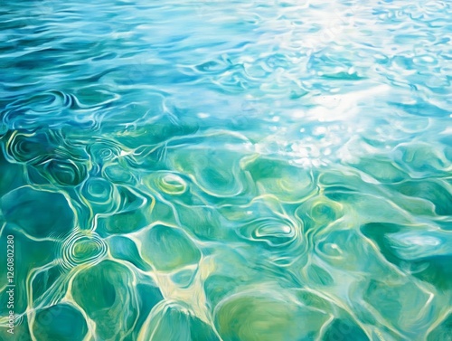 Calm clear water surface reflecting light.