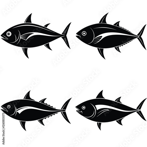 creative Albacore Tuna fish silhouette vector logo design Collection