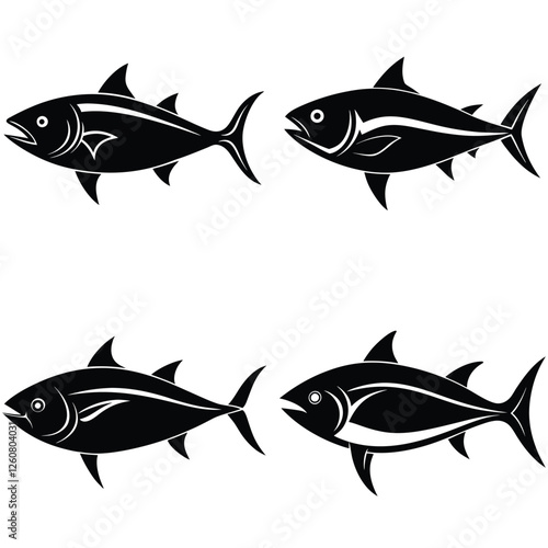 creative Albacore Tuna fish silhouette vector logo design Collection