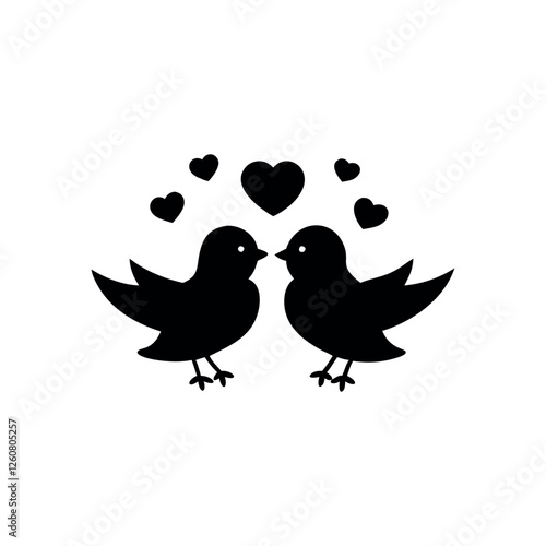 Black Silhouette Valentin's day love bird Vector