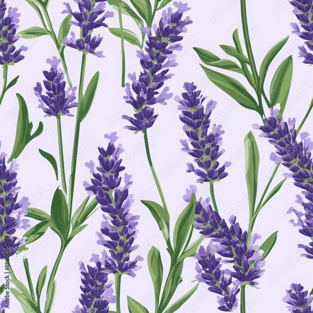 Obraz premium Lavender Flower Pattern On Light Purple Background