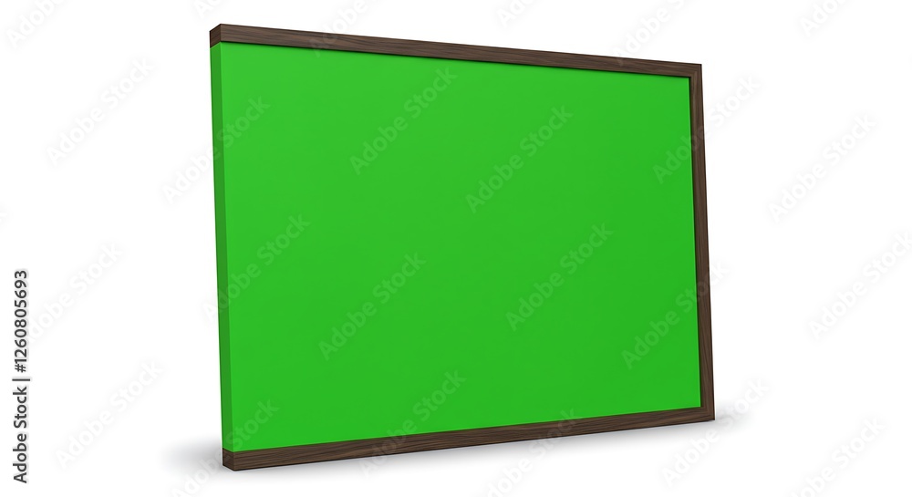Blank Green Screen with Wooden Frame for Content Integration Design Blank Green Screen with Wooden Frame for Content Integration Design
