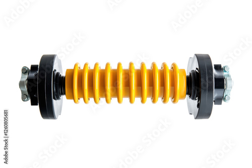Yellow front shock absorber car isolated on transparent or white background, png 