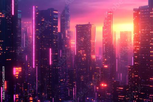 Wallpaper Mural An abstract digital banner featuring a data connection theme in black and violet neon colors.  Torontodigital.ca