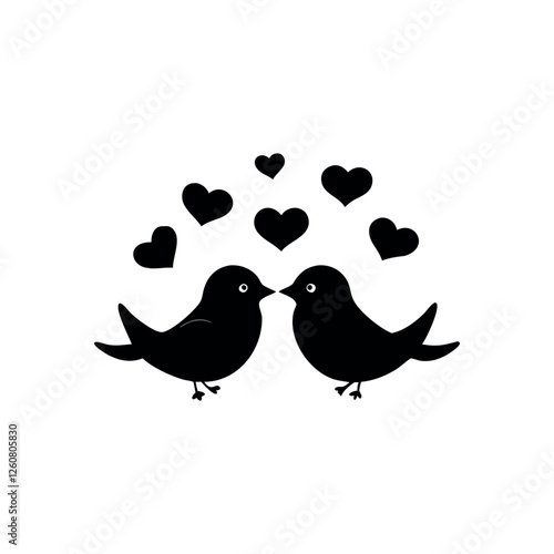 Black Silhouette Valentin's day love bird Vector