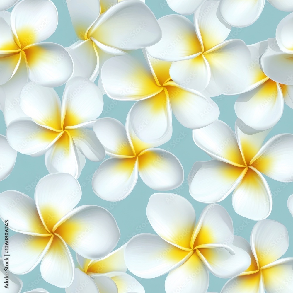 Fototapeta premium Seamless Pattern Of White Plumeria Flowers