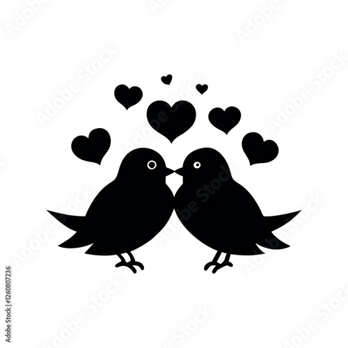 Black Silhouette Valentin's day love bird vector
