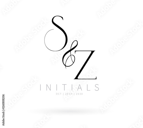 SZ Monogram logo, Minimalist Typographic Line Monogram Logo, SZ Wedding monogram logo, SZ Typography Initial Letter Brand Logo	