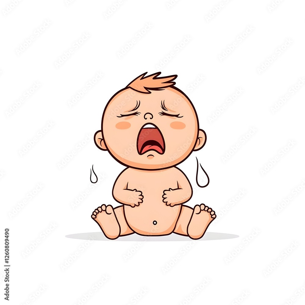 Cute Baby Crying Emotionally with Tears and Expressive Features Cute Baby Crying Emotionally with Tears and Expressive Features