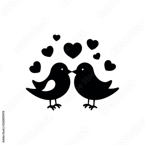 Black Silhouette Valentin's day love bird vector