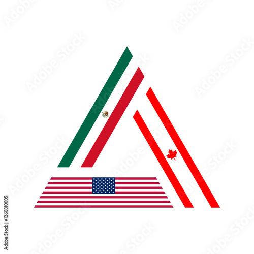 unity concept. mexico, canada and american flags. triangle symbol. vector illustration
