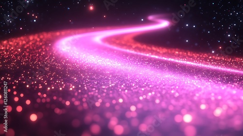 Pink Glitter Trail Across Dark Space Background