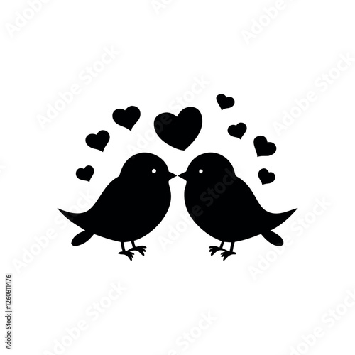 Black Silhouette Valentin's day love bird vector
